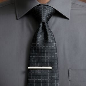 Calvin Klein Silk Tie Black Gold Cream Square Windowpane Formal Classy 3.5" Wide